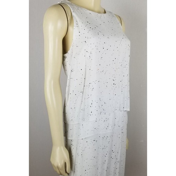 Metaphor sleeveless tiered comfortable rayon white dress with light polka dots L - Picture 5 of 12
